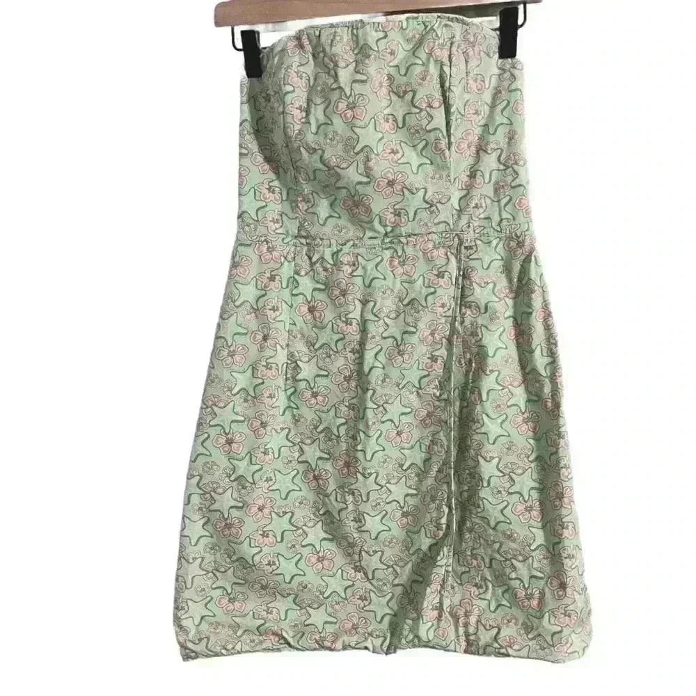 Vineyard Vines Green and Pink Seashell Tube Dress Size 8